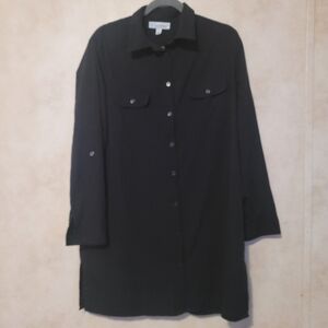 Coolibar Women's Upf 50+ Santorini Tunic Button Shirt Black L